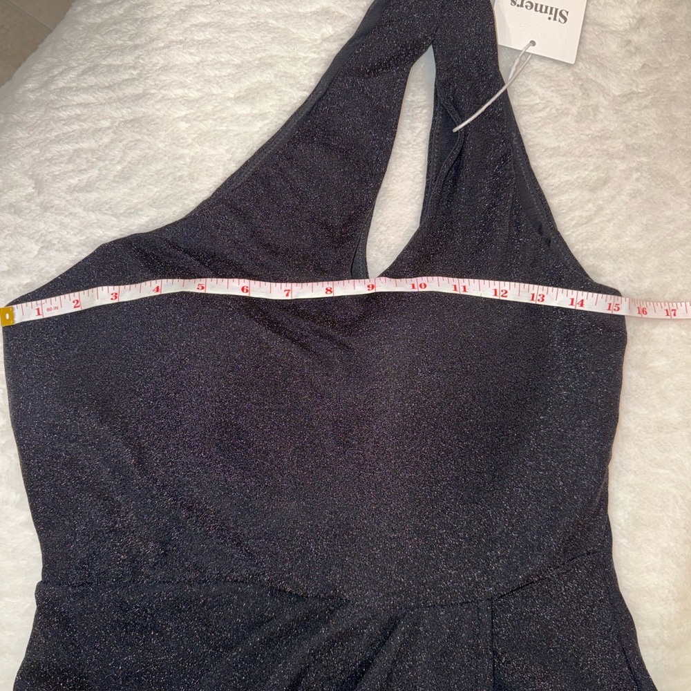 NWT Black Shapewear Dress One Shoulder Bodycon Built In Shaper Tummy Control - Picture 8 of 14